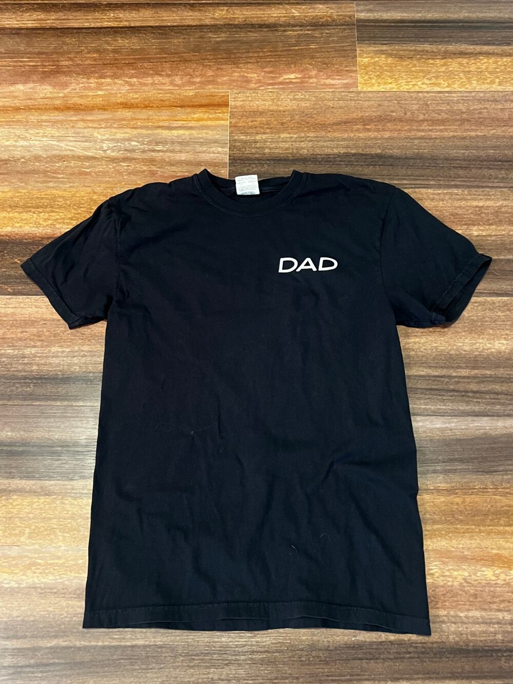 Men's Black "DAD" Graphic T-Shirt with Sneaker Back Print, Size Medium